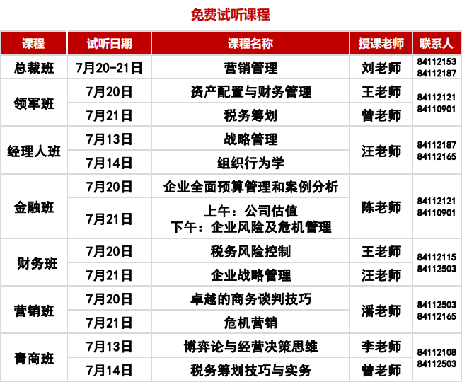 欢迎意向学员报名试听，新班7月27日开学！